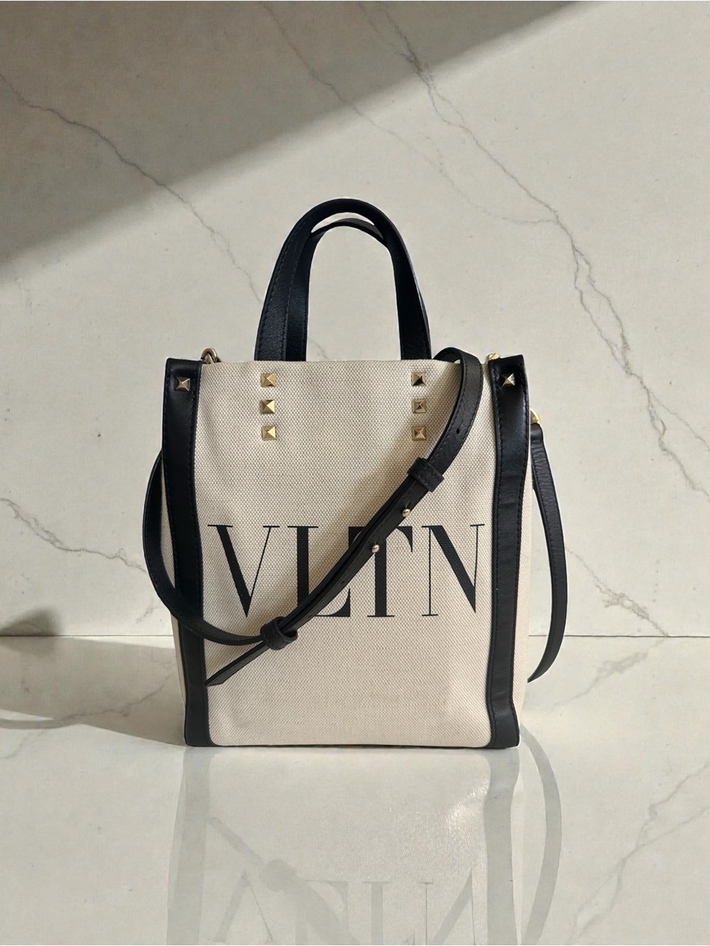 NWOT Valentino Garavani Grande Plage VLTN Mini Tote Crossbody Canva Bag